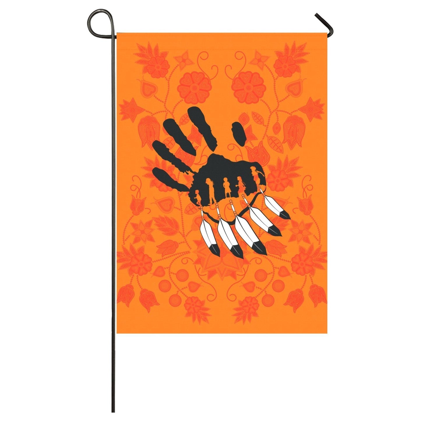 Floral Beadwork Real Orange - A feather for Each Garden Flag 28''x40'' (Two Sides Printing) Garden Flag 28‘’x40‘’ (Two Sides) e-joyer 