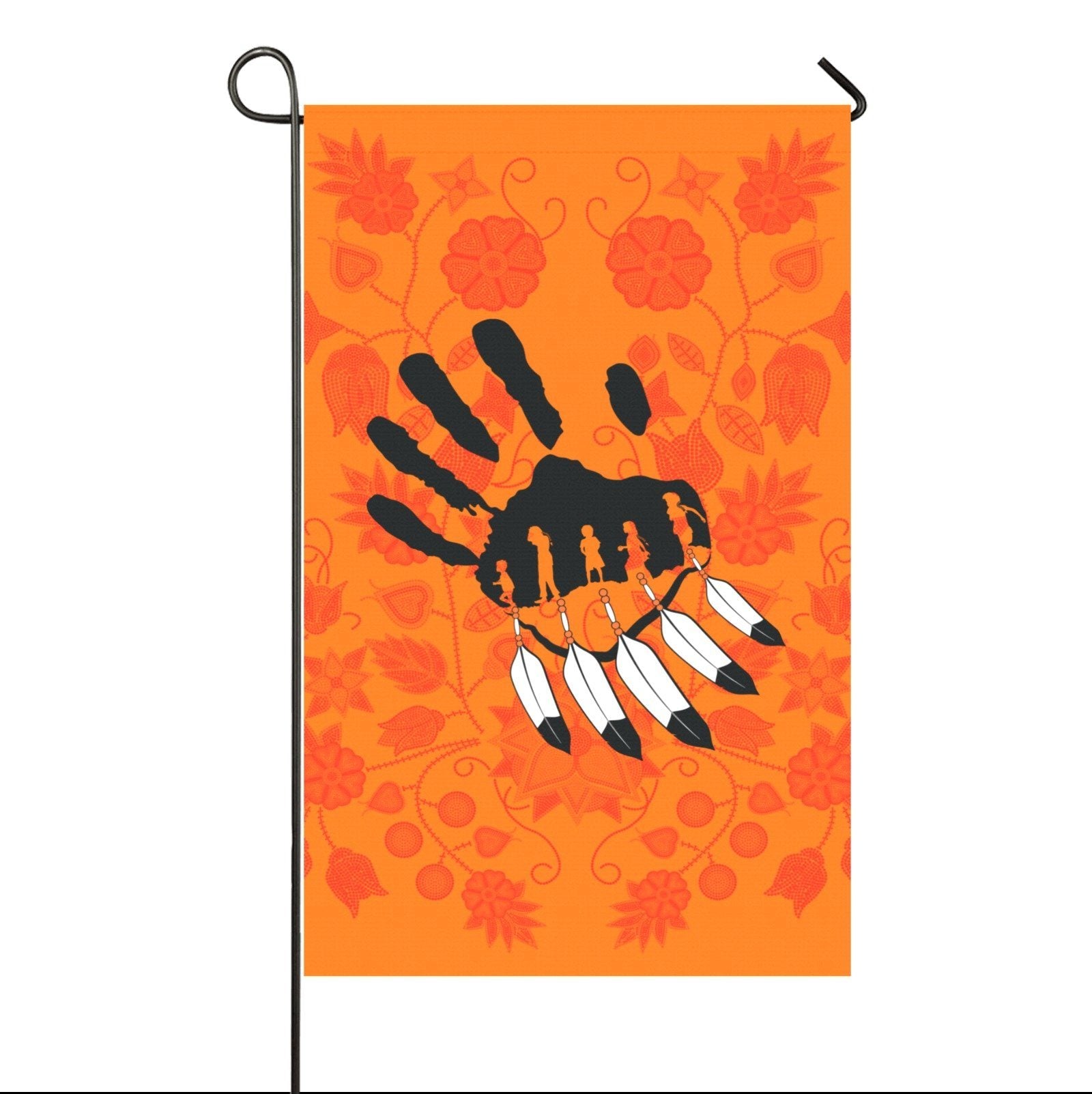 Floral Beadwork Real Orange - A feather for Each Garden Flag 36''x60'' (Two Sides Printing) Garden Flag 36‘’x60‘’ (Two Sides) e-joyer 