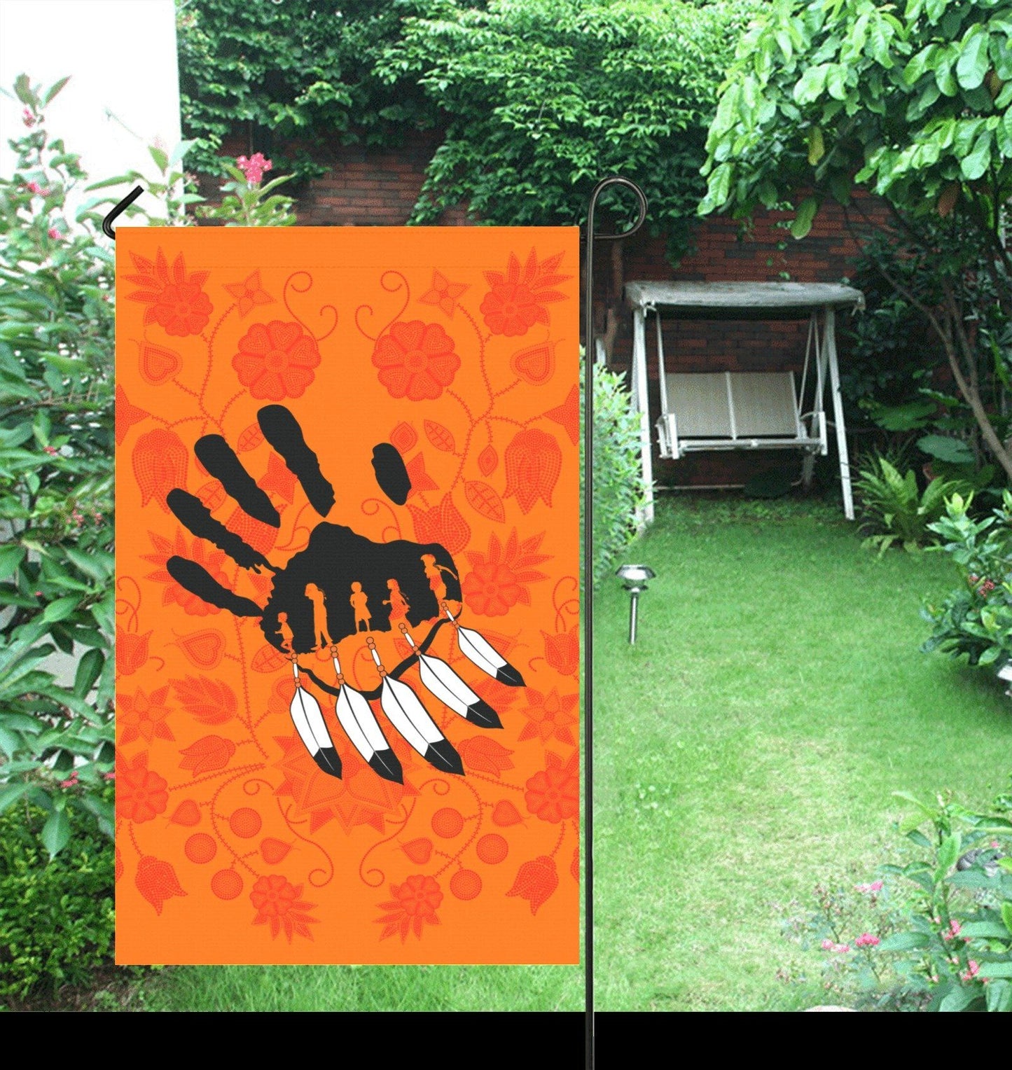 Floral Beadwork Real Orange - A feather for Each Garden Flag 36''x60'' (Two Sides Printing) Garden Flag 36‘’x60‘’ (Two Sides) e-joyer 