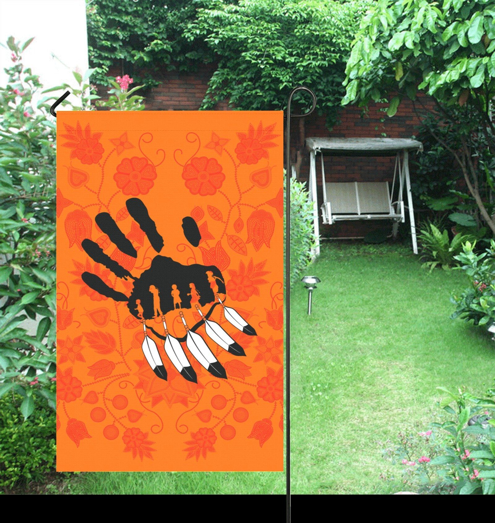 Floral Beadwork Real Orange - A feather for Each Garden Flag 36''x60'' (Two Sides Printing) Garden Flag 36‘’x60‘’ (Two Sides) e-joyer 