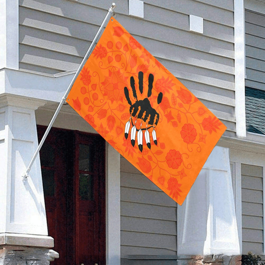 Floral Beadwork Real Orange A feather for each Garden Flag 59