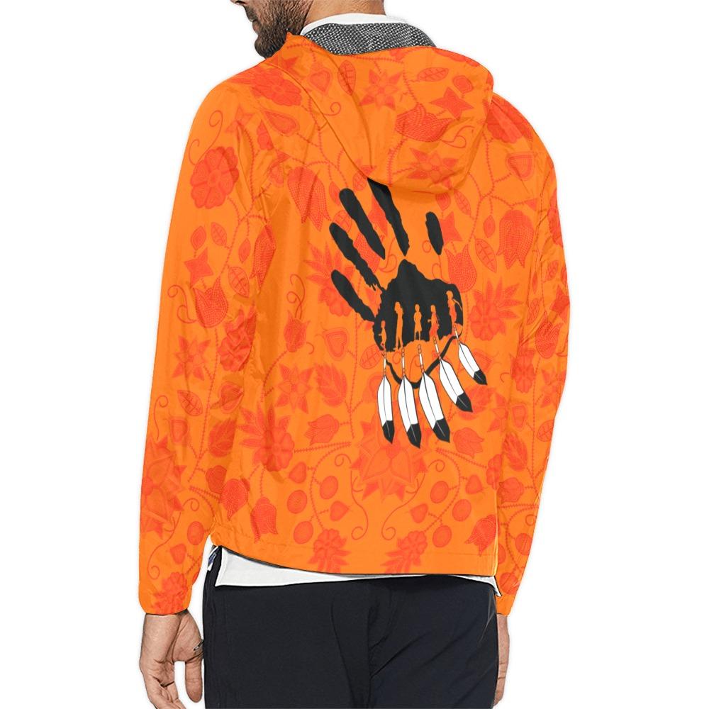 Floral Beadwork Real Orange A Feather for Each Windbreaker – Men's Jacket by 49 Dzine