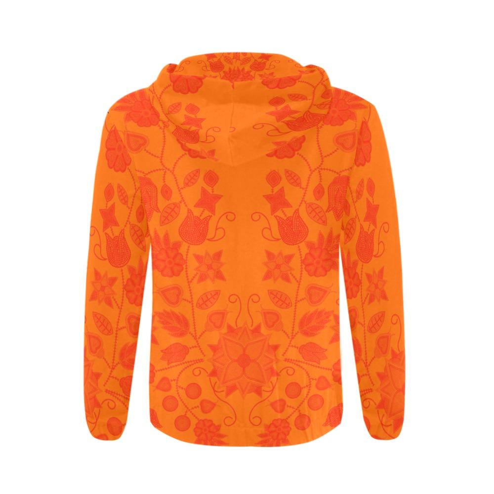 Floral Beadwork Real Orange All Over Print Full Zip Hoodie for Men (Model H14) All Over Print Full Zip Hoodie for Men (H14) e-joyer 