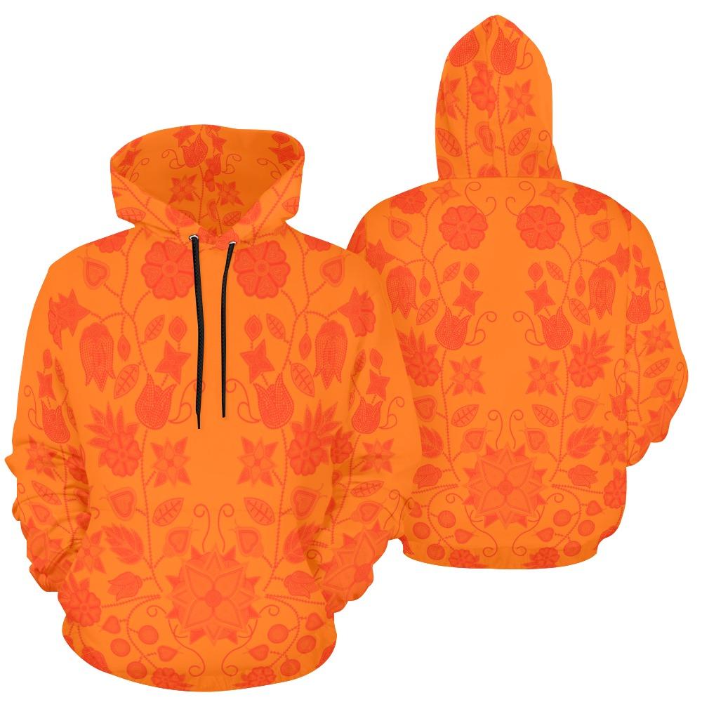 Floral Beadwork Real Orange All Over Print Hoodie for Men (USA Size) (Model H13) All Over Print Hoodie for Men (H13) e-joyer 
