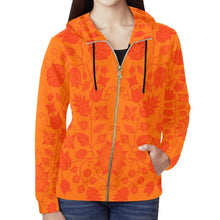 Load image into Gallery viewer, Floral Beadwork Real Orange Bring Them Home All Over Print Full Zip Hoodie for Women (Model H14) All Over Print Full Zip Hoodie for Women (H14) e-joyer 
