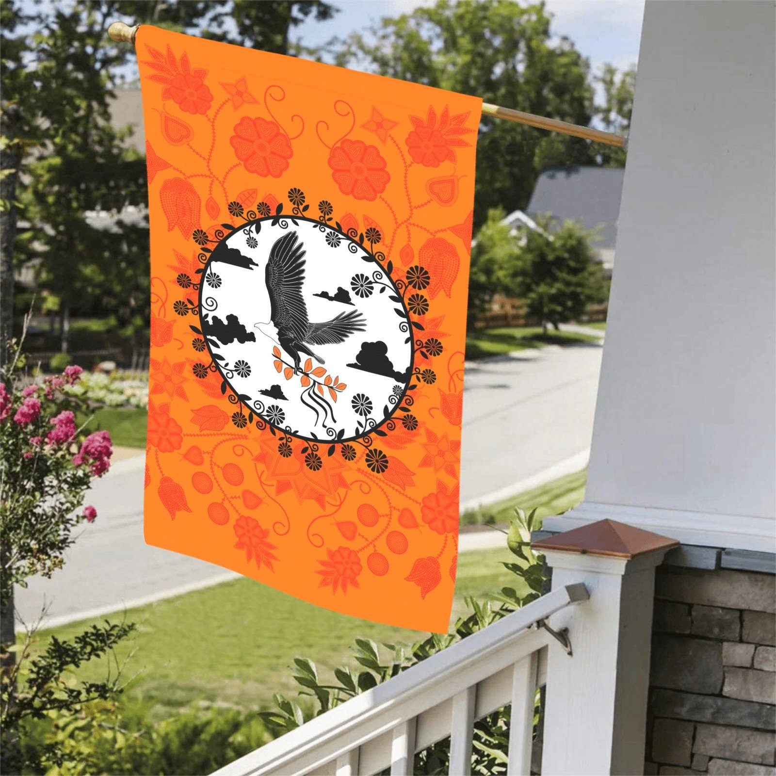 Floral Beadwork Real Orange - Carrying Their Prayers Garden Flag 36''x60'' (Two Sides Printing) Garden Flag 36‘’x60‘’ (Two Sides) e-joyer 