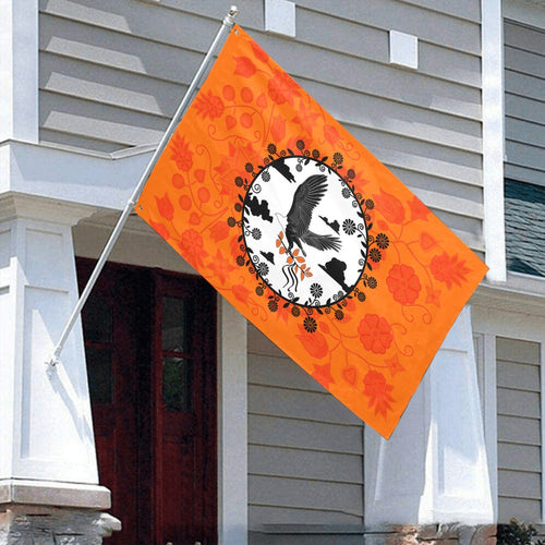 Floral Beadwork Real Orange Carrying Their Prayers Garden Flag 70