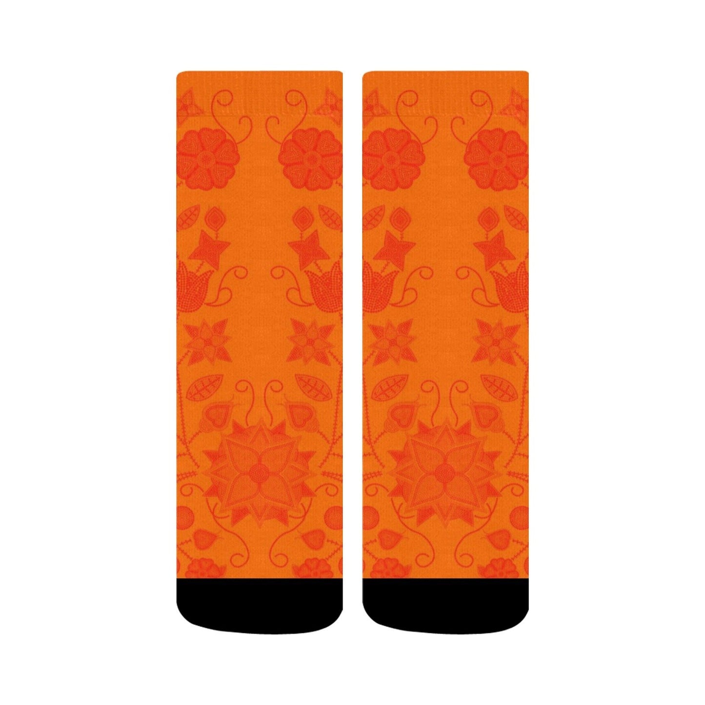 Floral Beadwork Real Orange Crew Socks Crew Socks e-joyer 