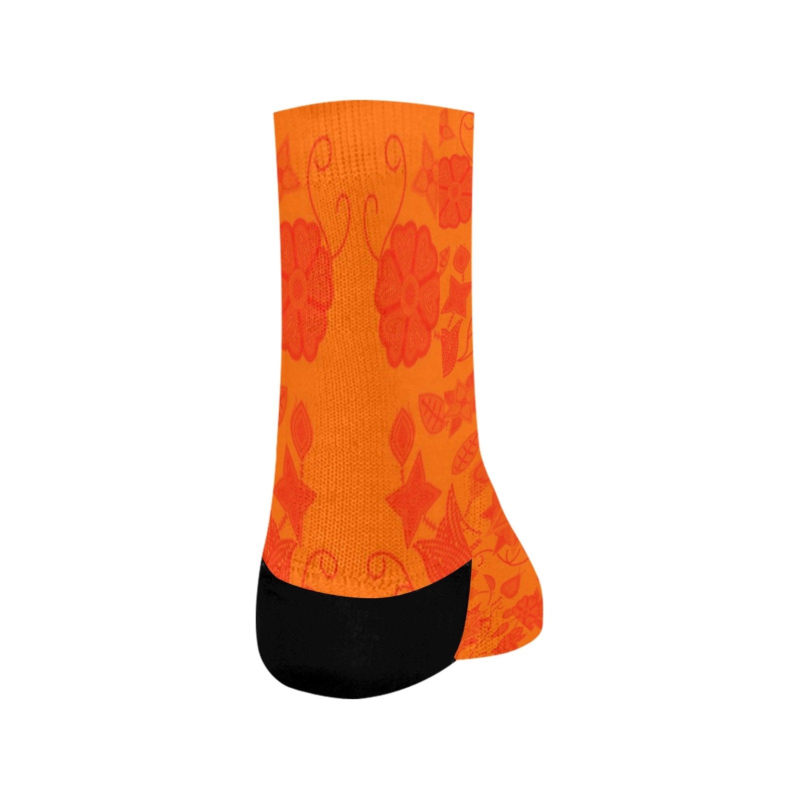 Floral Beadwork Real Orange Crew Socks Crew Socks e-joyer 