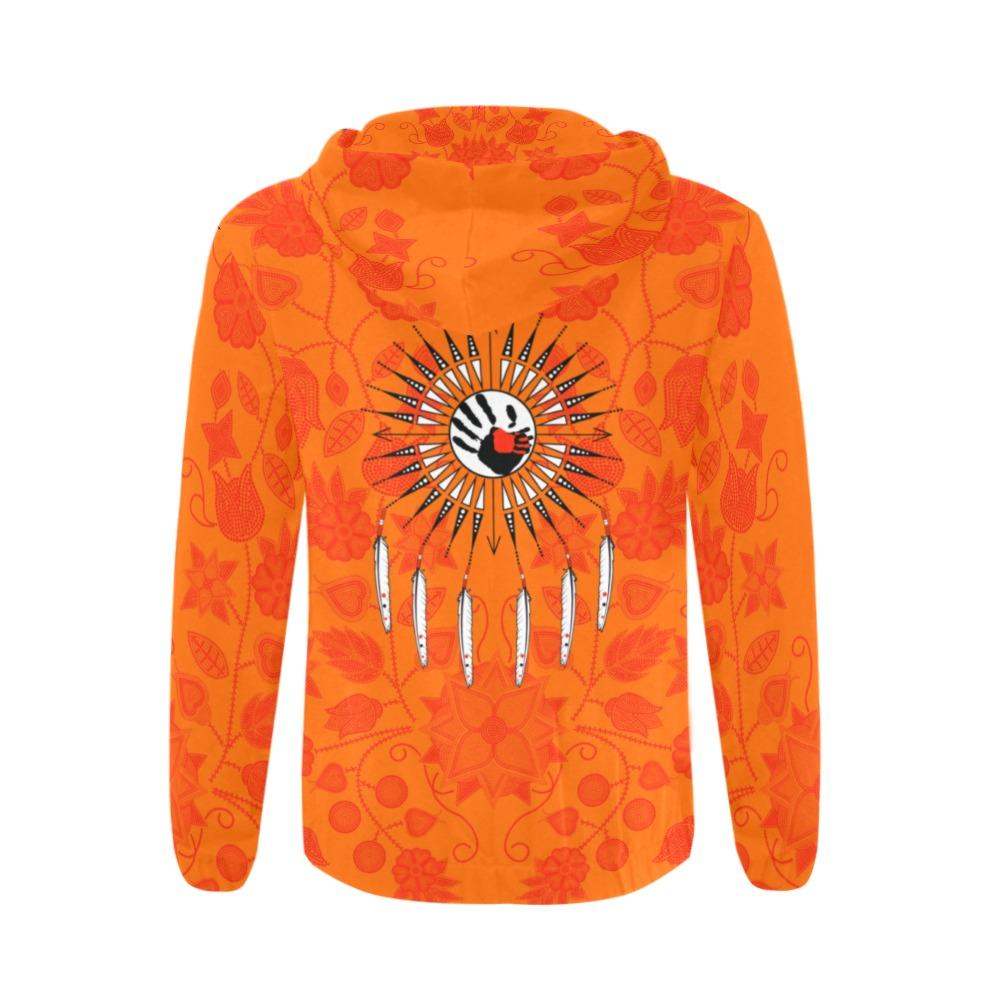 Floral Beadwork Real Orange Feather Directions All Over Print Full Zip Hoodie for Men (Model H14) All Over Print Full Zip Hoodie for Men (H14) e-joyer 