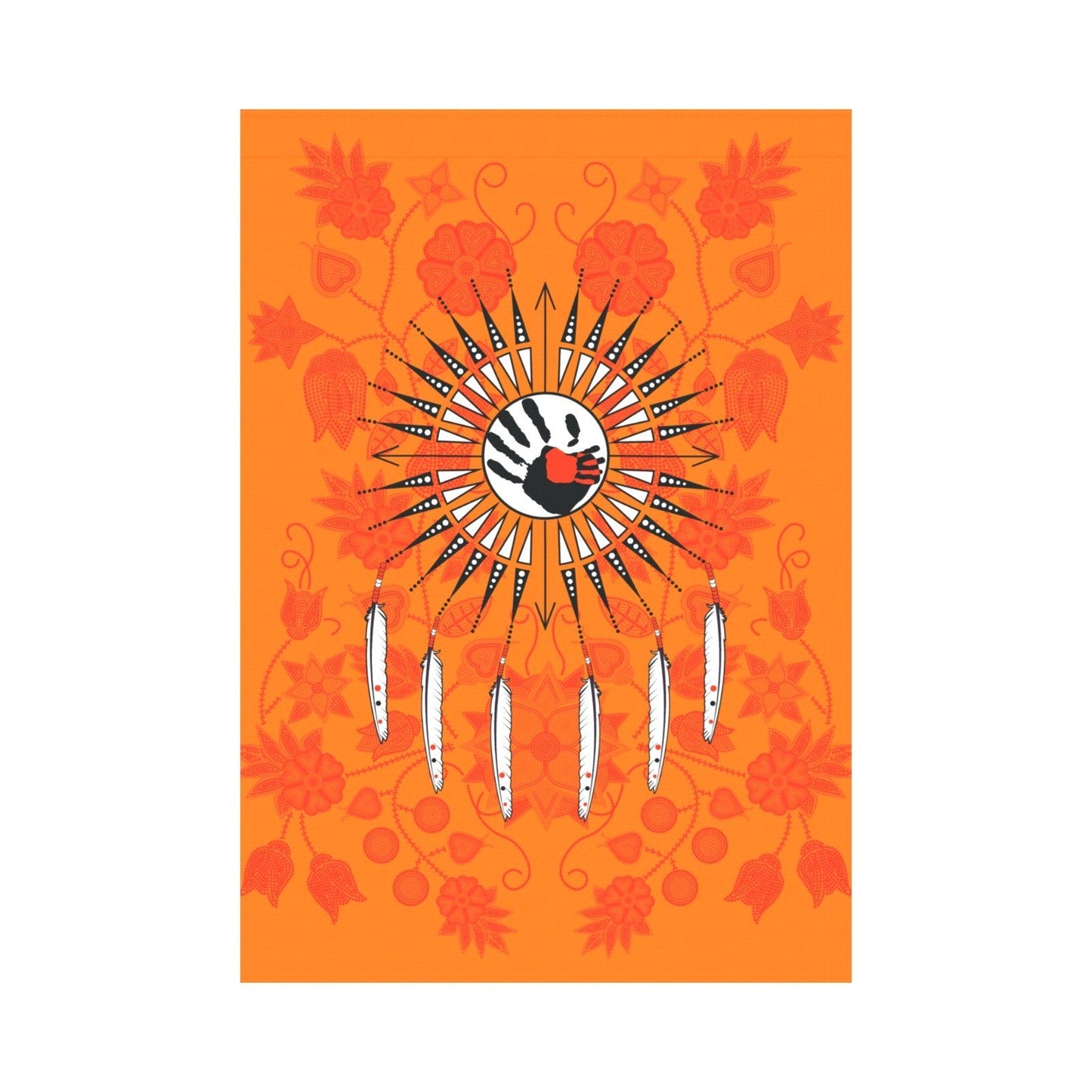 Floral Beadwork Real Orange - Feather Directions Garden Flag 28''x40'' (Two Sides Printing) Garden Flag 28‘’x40‘’ (Two Sides) e-joyer 