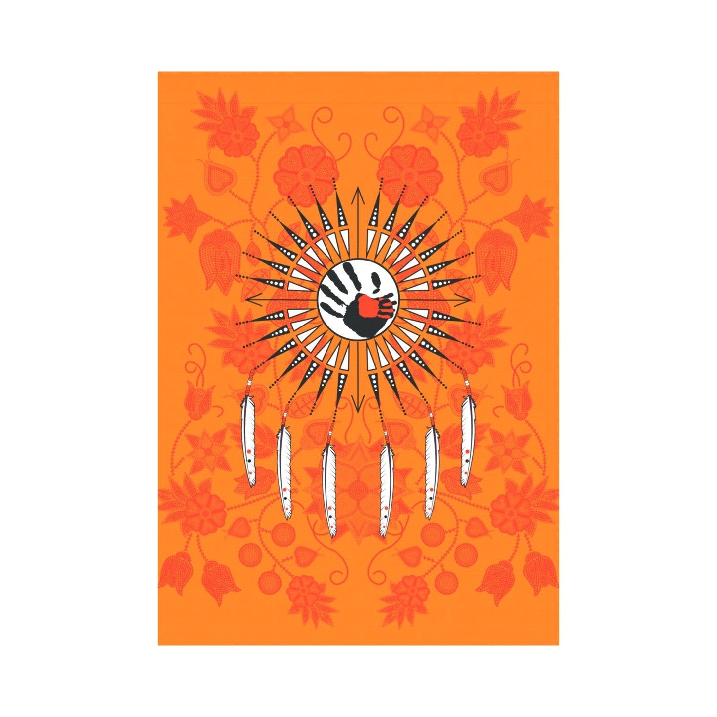 Floral Beadwork Real Orange - Feather Directions Garden Flag 28''x40'' (Two Sides Printing) Garden Flag 28‘’x40‘’ (Two Sides) e-joyer 