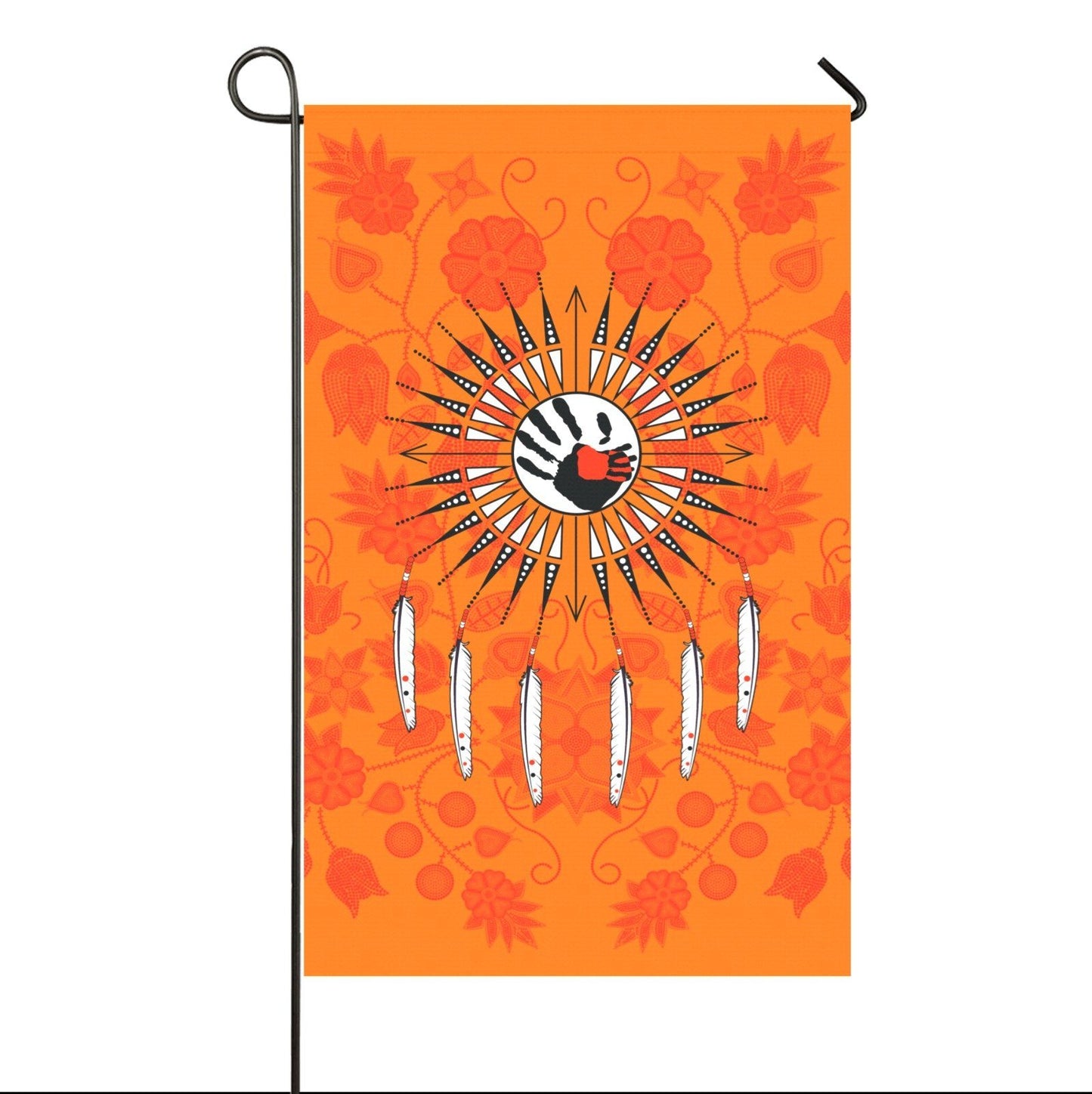 Floral Beadwork Real Orange - Feather Directions Garden Flag 36''x60'' (Two Sides Printing) Garden Flag 36‘’x60‘’ (Two Sides) e-joyer 