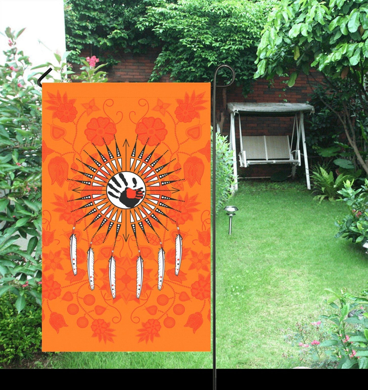 Floral Beadwork Real Orange - Feather Directions Garden Flag 36''x60'' (Two Sides Printing) Garden Flag 36‘’x60‘’ (Two Sides) e-joyer 