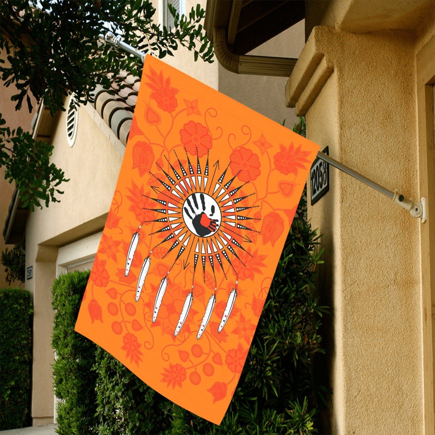 Floral Beadwork Real Orange - Feather Directions Garden Flag 36''x60'' (Two Sides Printing) Garden Flag 36‘’x60‘’ (Two Sides) e-joyer 