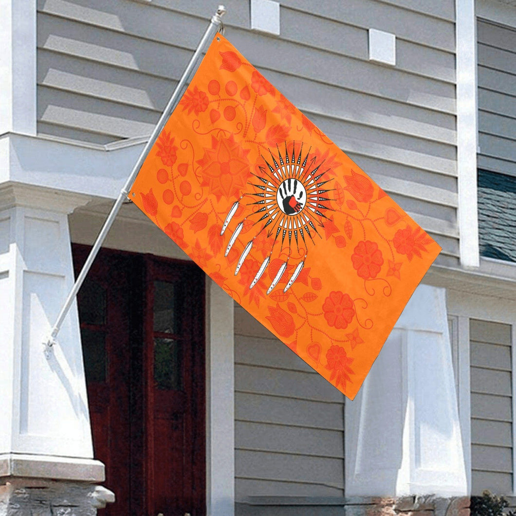 Floral Beadwork Real Orange Feather Directions Garden Flag 59