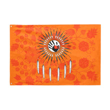 Load image into Gallery viewer, Floral Beadwork Real Orange Feather Directions Garden Flag 70&quot;x47&quot; Garden Flag 70&quot;x47&quot; e-joyer 
