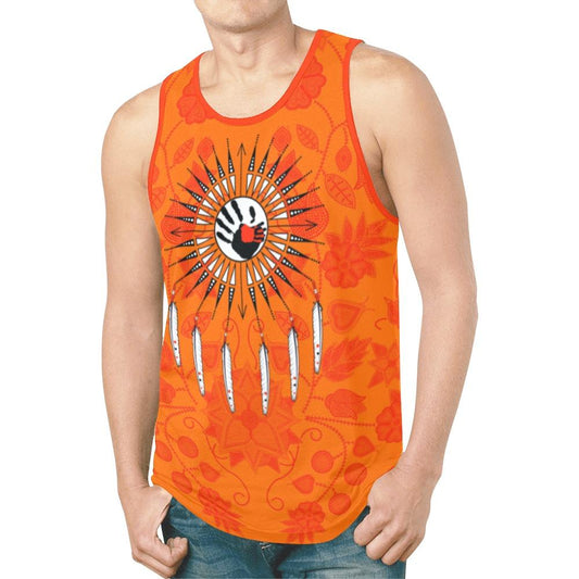 Floral Beadwork Real Orange Feather Directions New All Over Print Tank Top for Men (Model T46) New All Over Print Tank Top for Men (T46) e-joyer 