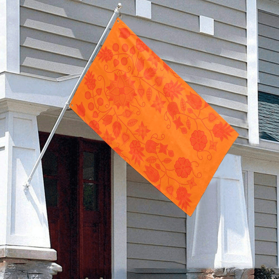 Floral Beadwork Real Orange Garden Flag 59