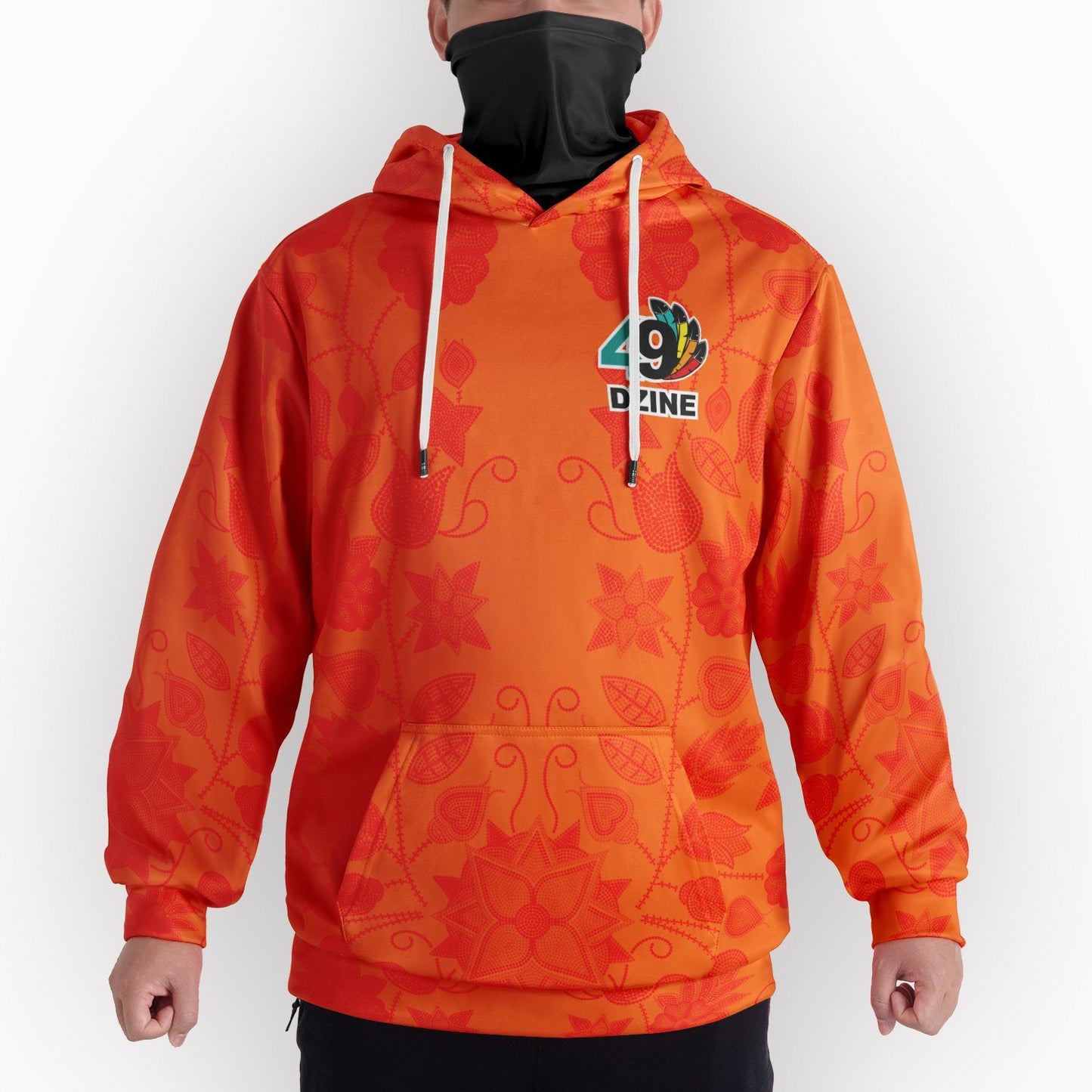 Floral Beadwork Real Orange Hoodie with Face Cover Hoodie with Face Cover Herman 