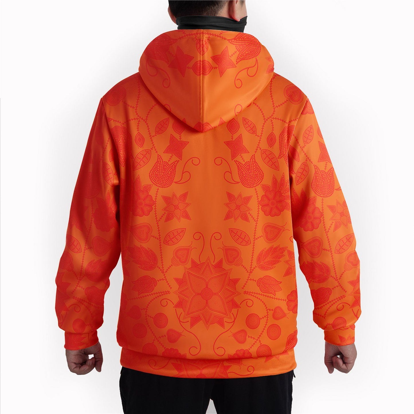 Floral Beadwork Real Orange Hoodie with Face Cover Hoodie with Face Cover Herman 
