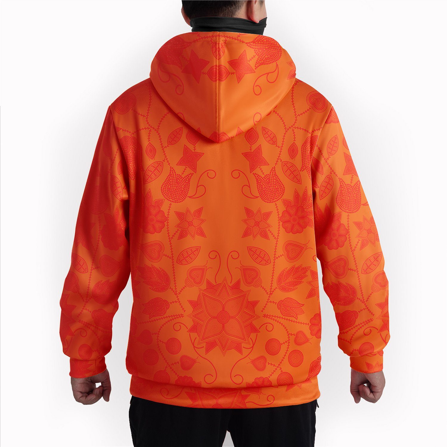 Floral Beadwork Real Orange Hoodie with Face Cover Hoodie with Face Cover Herman 