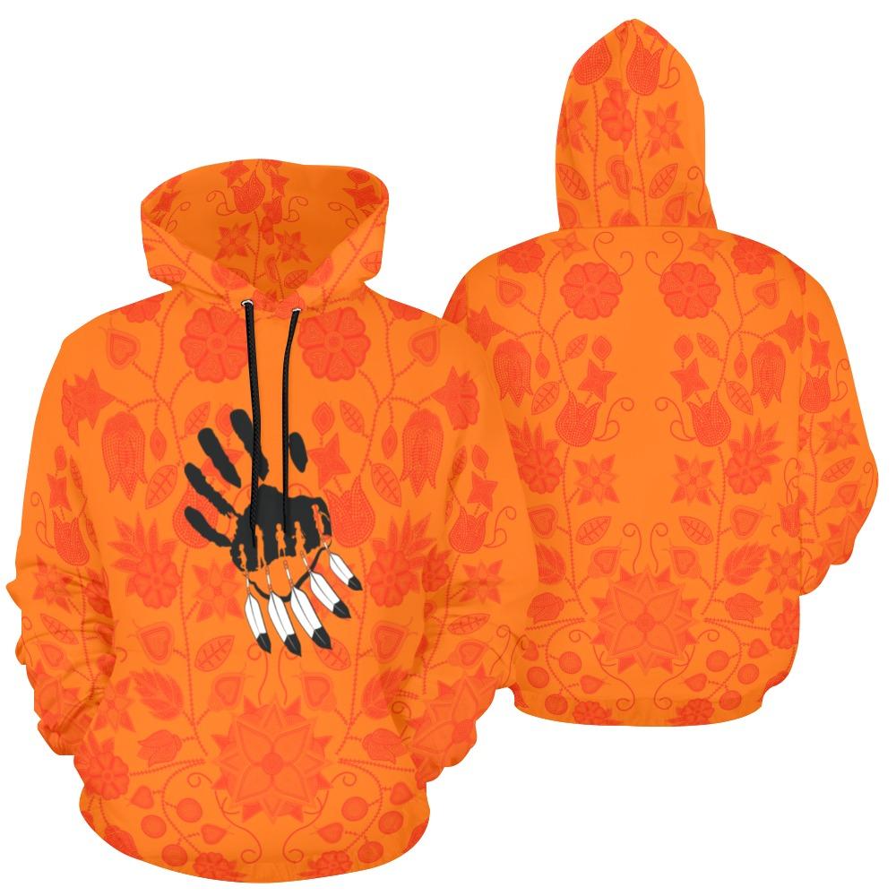 Floral Beadwork Real Orange Orange A feather for each All Over Print Hoodie for Men (USA Size) (Model H13) All Over Print Hoodie for Men (H13) e-joyer 