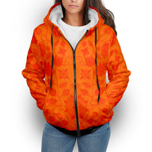 Load image into Gallery viewer, Floral Beadwork Real Orange Orange Sherpa Hoodie hoodie Herman 
