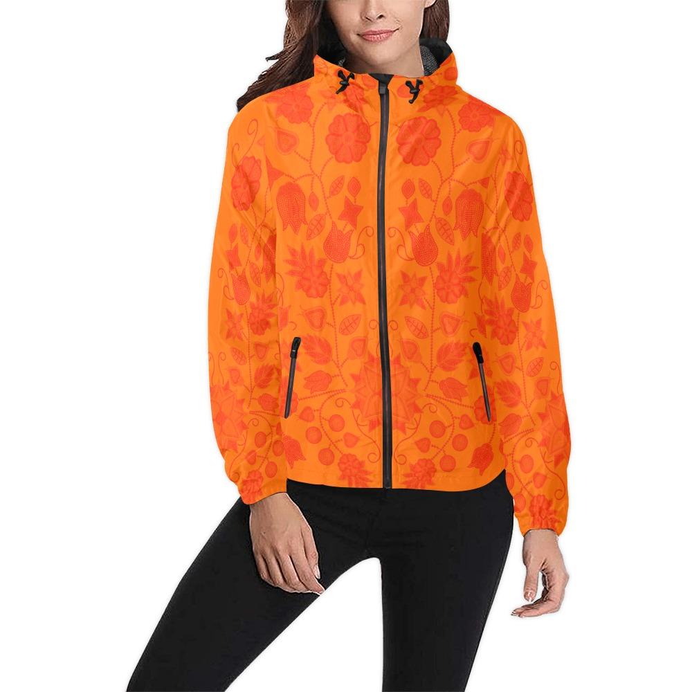 Floral Beadwork Real Orange Unisex All Over Print Windbreaker (Model H23) All Over Print Windbreaker for Men (H23) e-joyer 