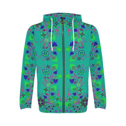 Floral Beadwork Seven Clans Deep Lake All Over Print Full Zip Hoodie for Men (Model H14) All Over Print Full Zip Hoodie for Men (H14) e-joyer 