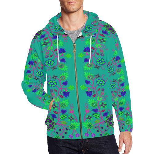 Floral Beadwork Seven Clans Deep Lake All Over Print Full Zip Hoodie for Men (Model H14) All Over Print Full Zip Hoodie for Men (H14) e-joyer 