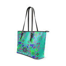 Load image into Gallery viewer, Floral Beadwork Seven Clans Teal Leather Tote Bag/Large (Model 1640) Leather Tote Bag (1640) e-joyer 
