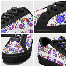 Load image into Gallery viewer, Floral Beadwork Seven Clans White Aapisi Low Top Canvas Shoes Black Sole 49 Dzine 
