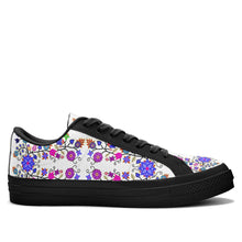 Load image into Gallery viewer, Floral Beadwork Seven Clans White Aapisi Low Top Canvas Shoes Black Sole 49 Dzine 
