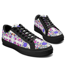 Load image into Gallery viewer, Floral Beadwork Seven Clans White Aapisi Low Top Canvas Shoes Black Sole 49 Dzine 
