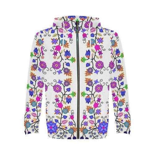 Floral Beadwork Seven Clans White All Over Print Full Zip Hoodie for Men (Model H14) All Over Print Full Zip Hoodie for Men (H14) e-joyer 