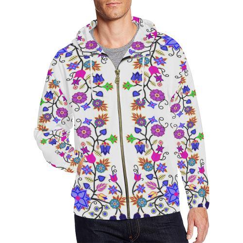 Floral Beadwork Seven Clans White All Over Print Full Zip Hoodie for Men (Model H14) All Over Print Full Zip Hoodie for Men (H14) e-joyer 