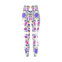 Load image into Gallery viewer, Floral Beadwork Seven Clans White All Over Print High-Waisted Leggings (Model L36) High-Waisted Leggings (L36) e-joyer 
