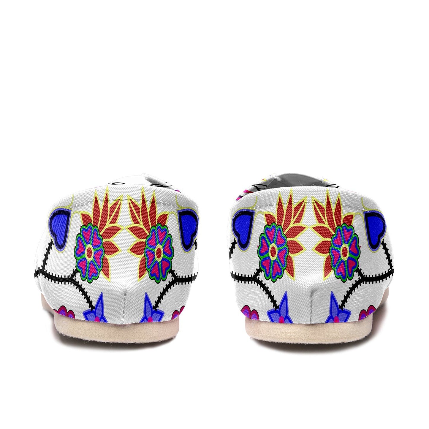 Floral Beadwork Seven Clans White Casual Unisex Slip On Shoe Herman 