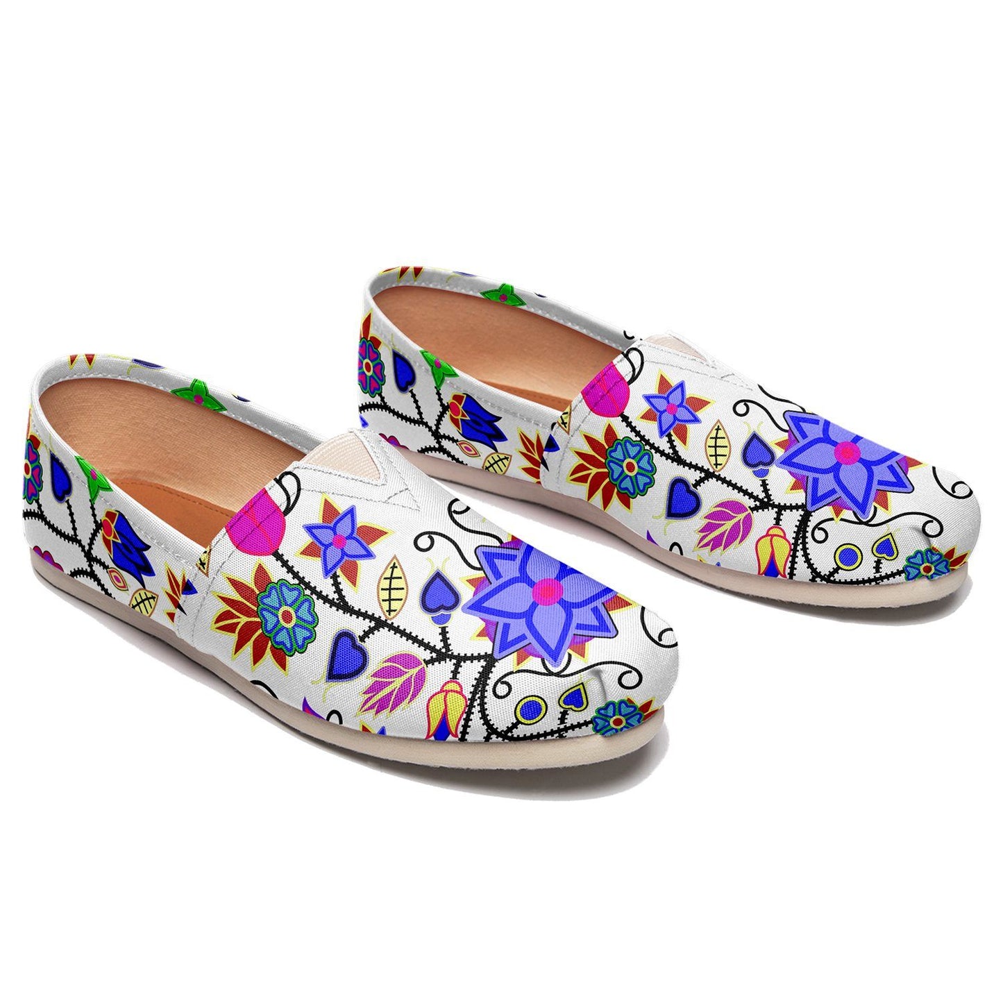 Floral Beadwork Seven Clans White Casual Unisex Slip On Shoe Herman 