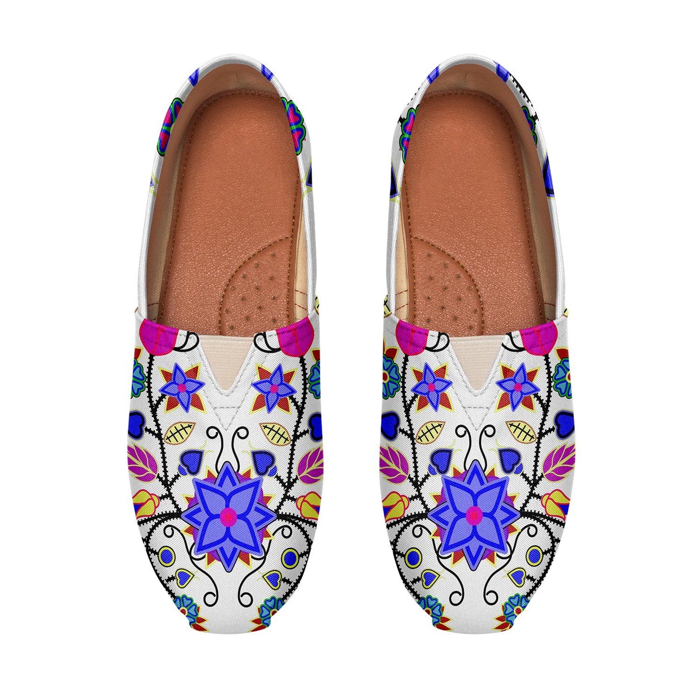 Floral Beadwork Seven Clans White Casual Unisex Slip On Shoe Herman 