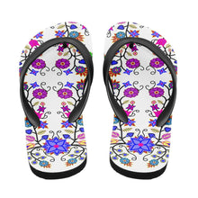 Load image into Gallery viewer, Floral Beadwork Seven Clans White Flip Flops 49 Dzine 
