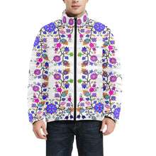 Load image into Gallery viewer, Floral Beadwork Seven Clans White Men&#39;s Stand Collar Padded Jacket (Model H41) Men&#39;s Stand Collar Padded Jacket (H41) e-joyer 
