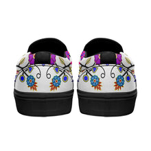 Load image into Gallery viewer, Floral Beadwork Seven Clans White Otoyimm Canvas Slip On Shoes 49 Dzine 
