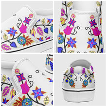 Load image into Gallery viewer, Floral Beadwork Seven Clans White Otoyimm Canvas Slip On Shoes 49 Dzine 
