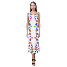Load image into Gallery viewer, Floral Beadwork Seven Clans White Phaedra Sleeveless Open Fork Long Dress (Model D08) Phaedra Sleeveless Open Fork Long Dress (D08) e-joyer 
