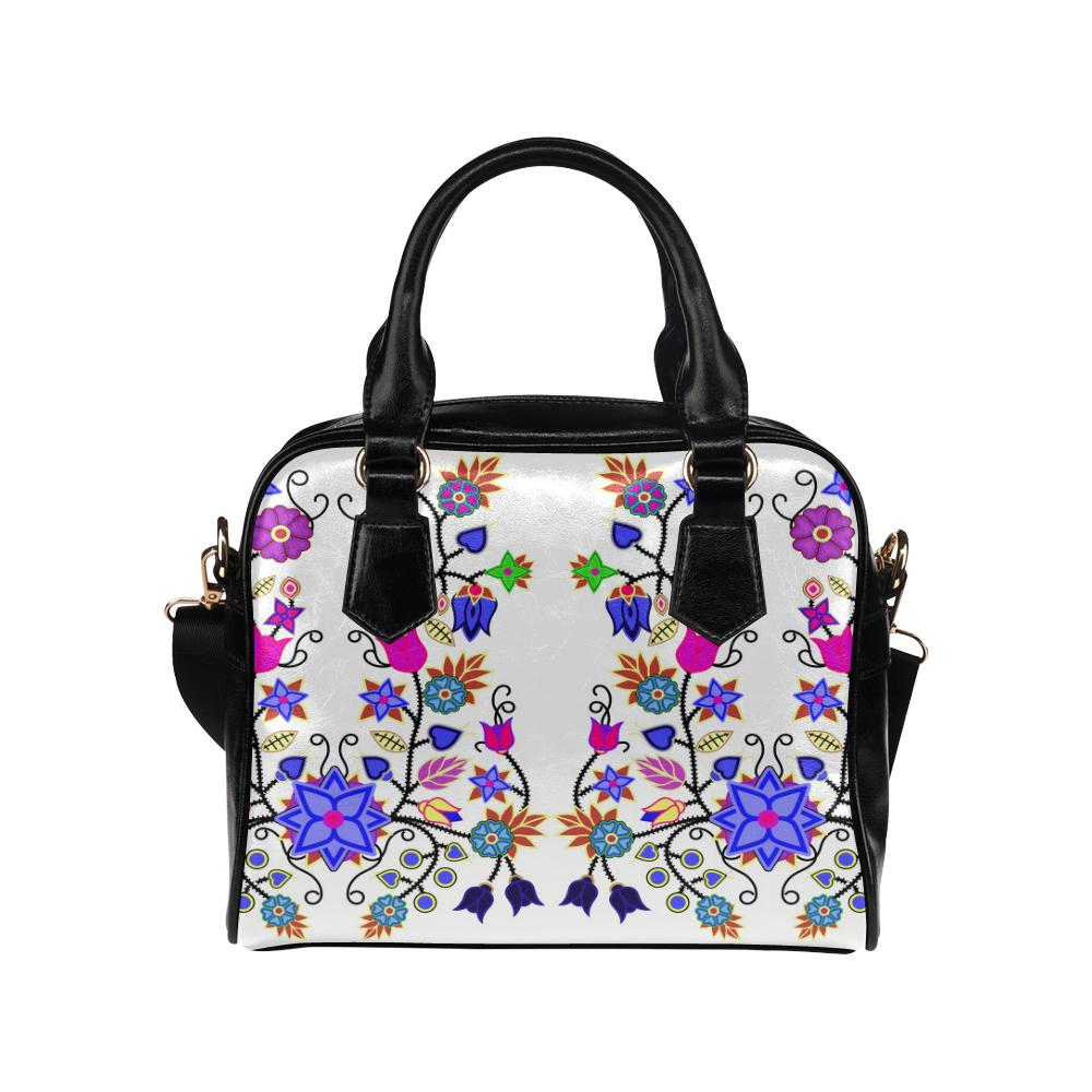Floral Beadwork Seven Clans White Shoulder Handbag by 49 Dzine