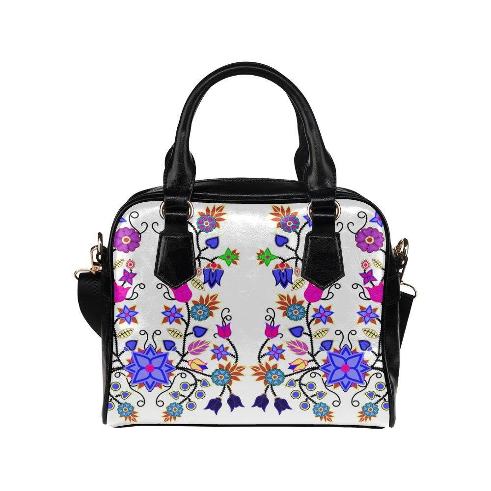 Floral Beadwork Seven Clans White Shoulder Handbag (Model 1634) Shoulder Handbags (1634) e-joyer 