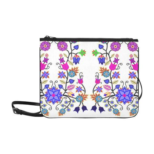 Floral Beadwork Seven Clans White Slim Clutch Bag (Model 1668) Slim Clutch Bags (1668) e-joyer 