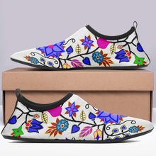 Load image into Gallery viewer, Floral Beadwork Seven Clans White Sockamoccs Slip On Shoes 49 Dzine 
